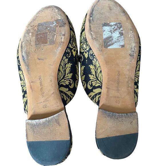 Tabitha Simmons Masha Mink-Trim Brocade Mule Black Gold 40 size 10 - Picture 6 of 9